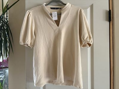 New Cream Colored Suede Feel Shirt Sz M