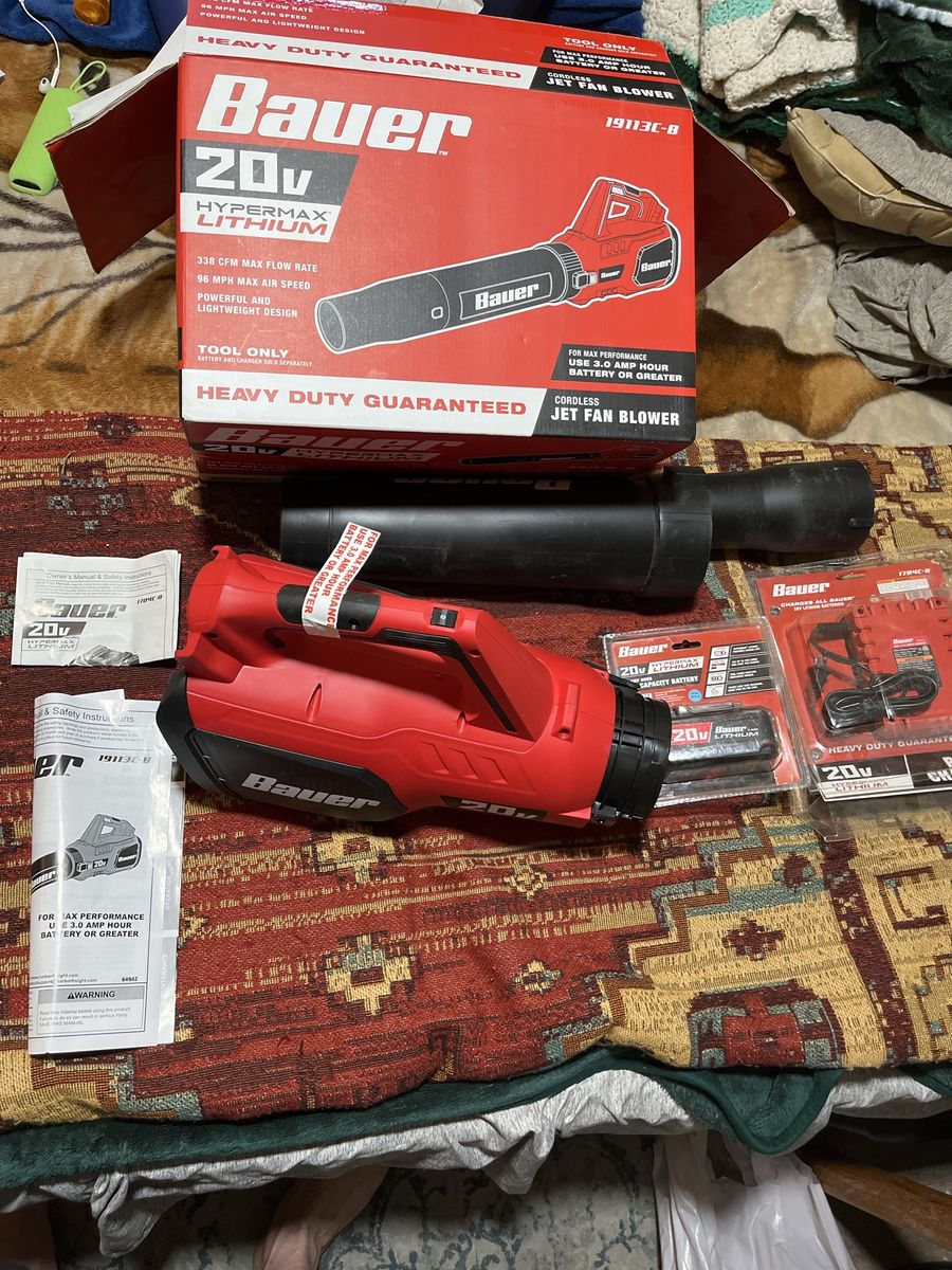 Bauer 20V Hypermax Lithium Cordless Jet Fan Blower with Accessories