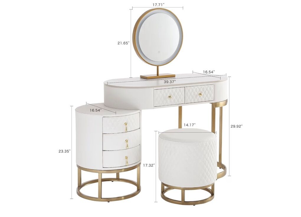 Beautiful, White And Gold Vanity New