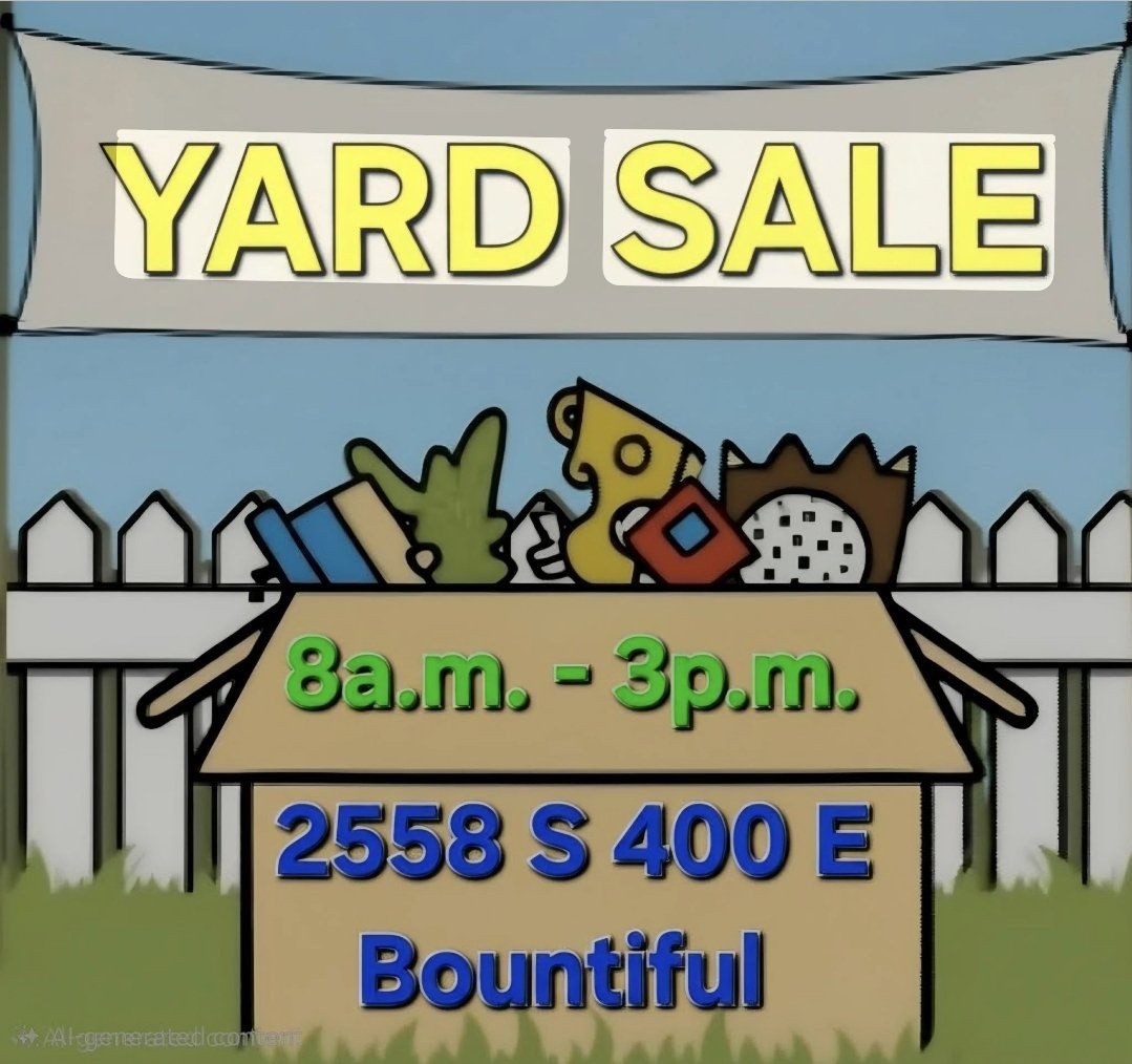 Yard Sale - 2558 S 400 E Bountiful, Utah 8401 - 8 AM to 3 PM - Don't Miss Out!