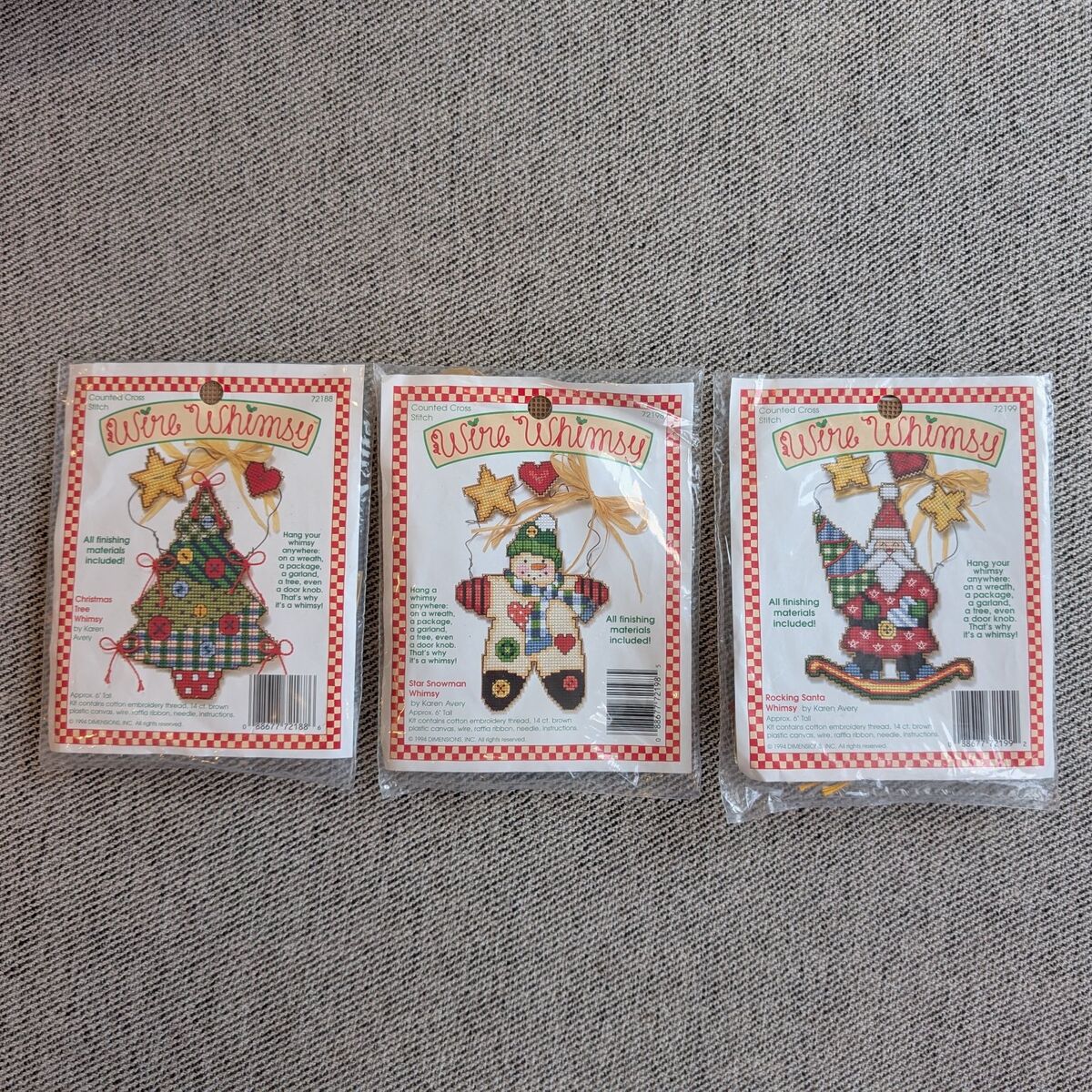 NEW! 3 Counted Cross Stitch Christmas Wire Whimsey