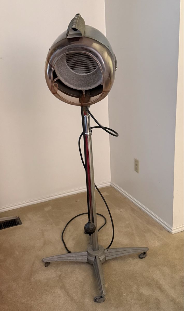 Vintage Salon-Style Hood Hair Dryer on Stand - Retro Beauty Appliance