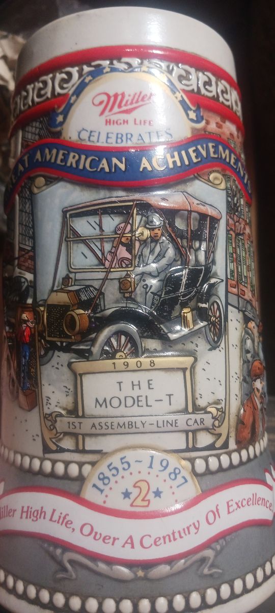 Miller High Life Great American Achievements Model T 1908 Ceramic Beer Stein