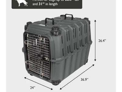 Grey Dog Crate with New Pad - Built Tough, Travel-Ready - Like New
