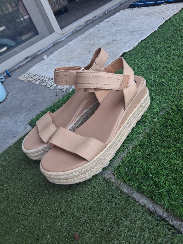 SOREL Women's Cameron Flatform Espadrille Sandals - Size 9 Beige