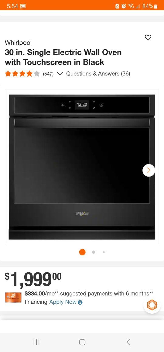 Brand new Whirlpool 30 Inch 5.0 Cu. Ft. Smart Single Oven, free delivery