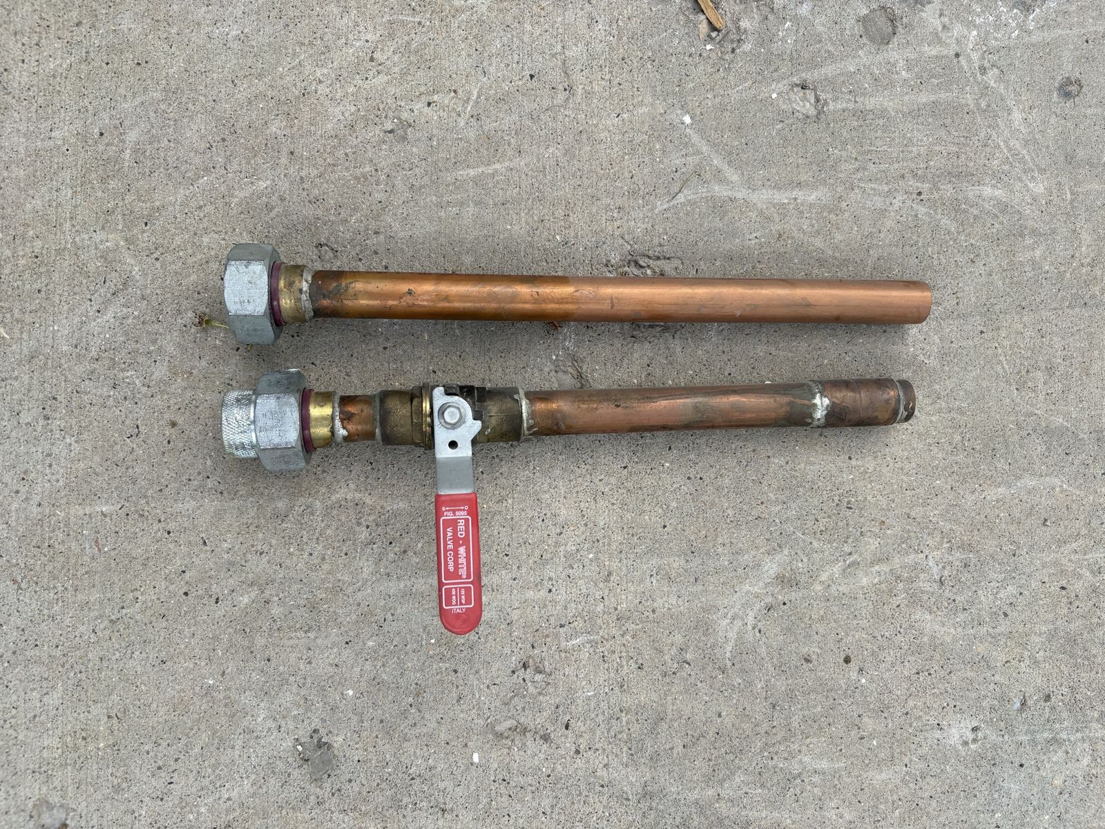 Used Copper Pipe With Fittings and a Valve