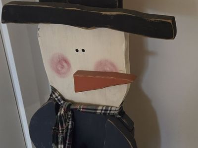 Rustic Handpainted Wooden Snowman