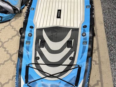 Blackfin Model X Inflatable Paddle Board Blue/White with Rolling Bag