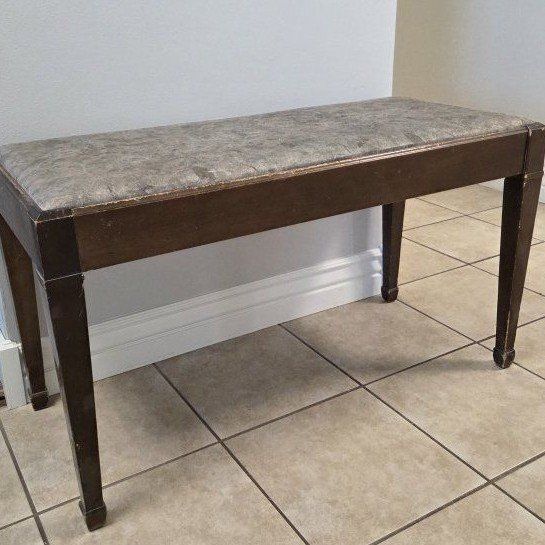 Piano Bench with Storage and Upholstered Cushion