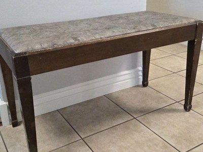 Piano Bench with Storage and Upholstered Cushion