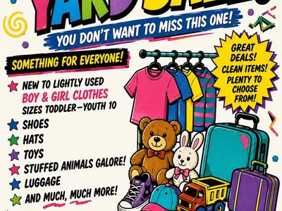 Back to School Yard Sale August 8th 8am-2pm 333 S 100 W, Lehi