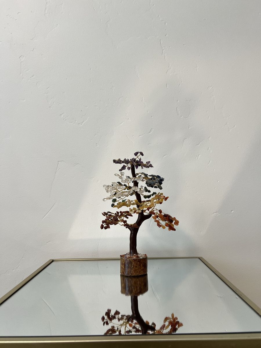 Multicolor Gemstone Crystal Bonsai Tree Sculpture Decor