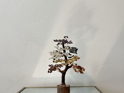 Multicolor Gemstone Crystal Bonsai Tree Sculpture Decor