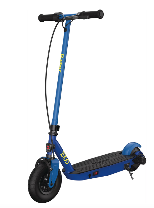 Brand new Razor Black Label E100 Electric Scooter – Blue, up to 10 mph, 8" Pneumatic Front Tire.