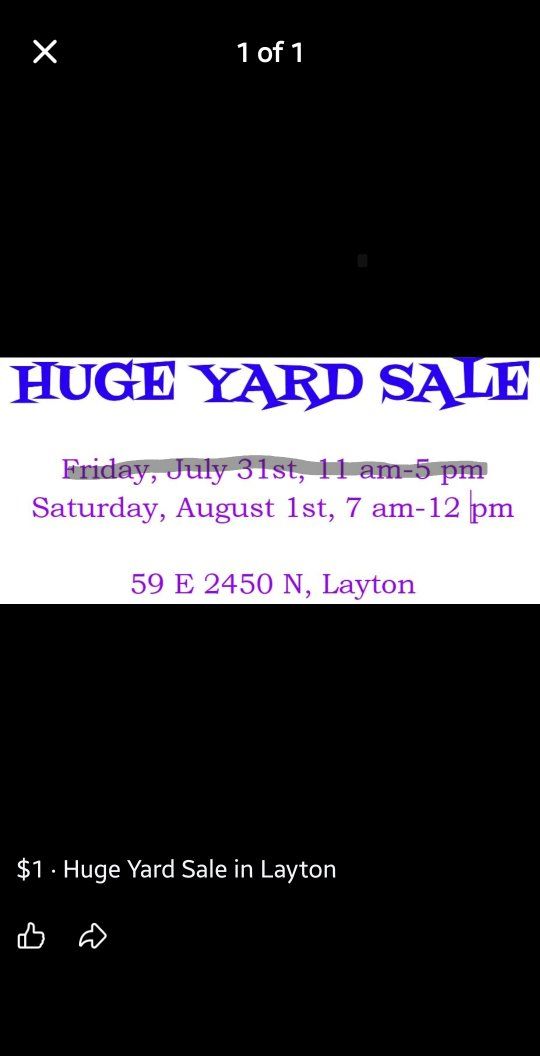 Yard Sale - Layton - Sat Aug 1st 7am-12pm