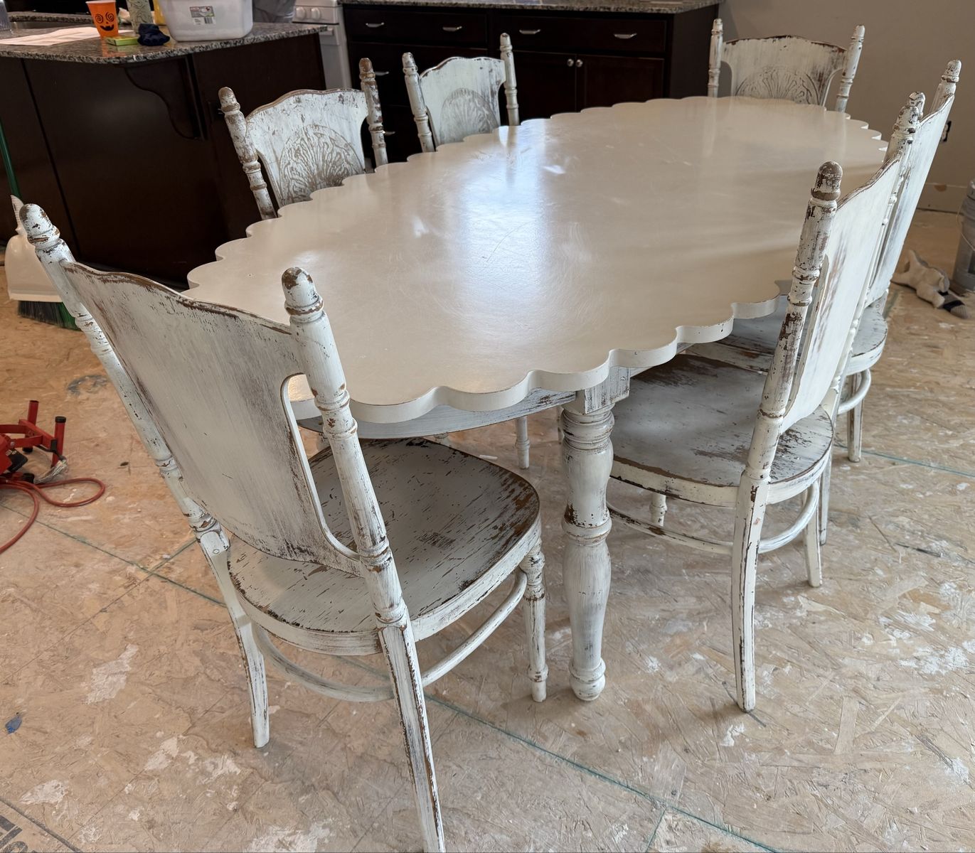 Custom Made Dining Table and Anthropologie Chairs