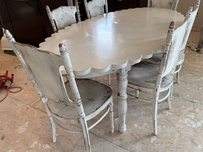 Custom Made Dining Table and Anthropologie Chairs