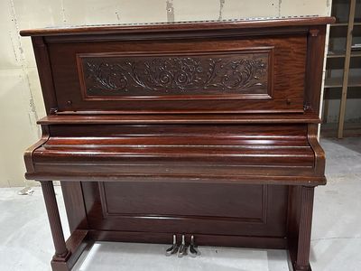 Krell Upright Piano - Dark Wood Finish, Carved Detail