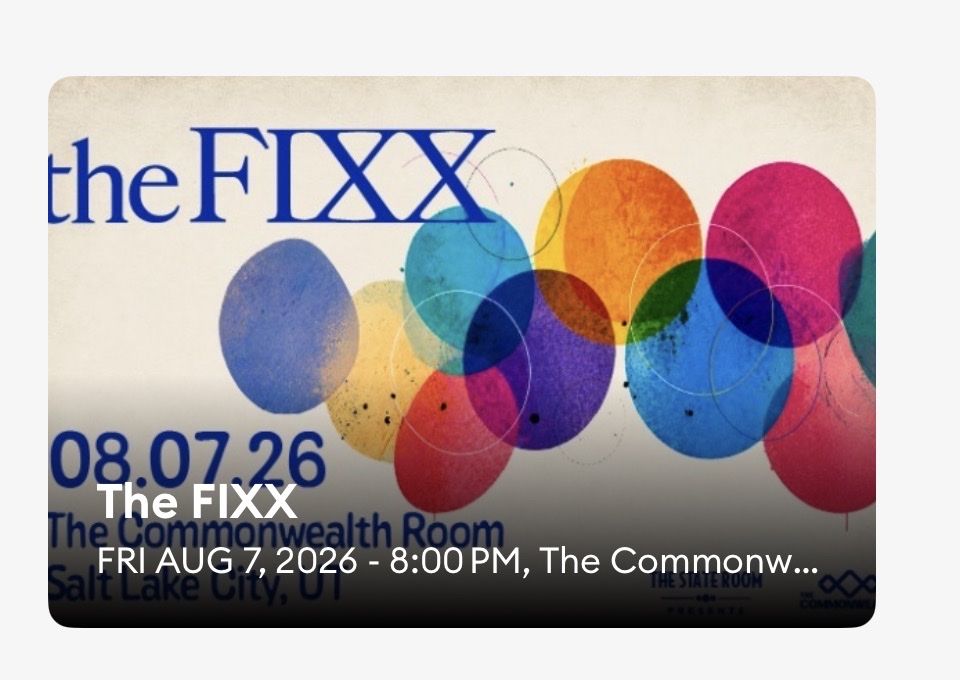 The FIXX Concert Tickets - The Commonwealth Room Salt Lake City - Aug 7, 2026