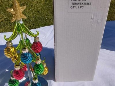 Vintage Glass Christmas Tree with Mini Ornaments & Gold Star Topper, EX29352
