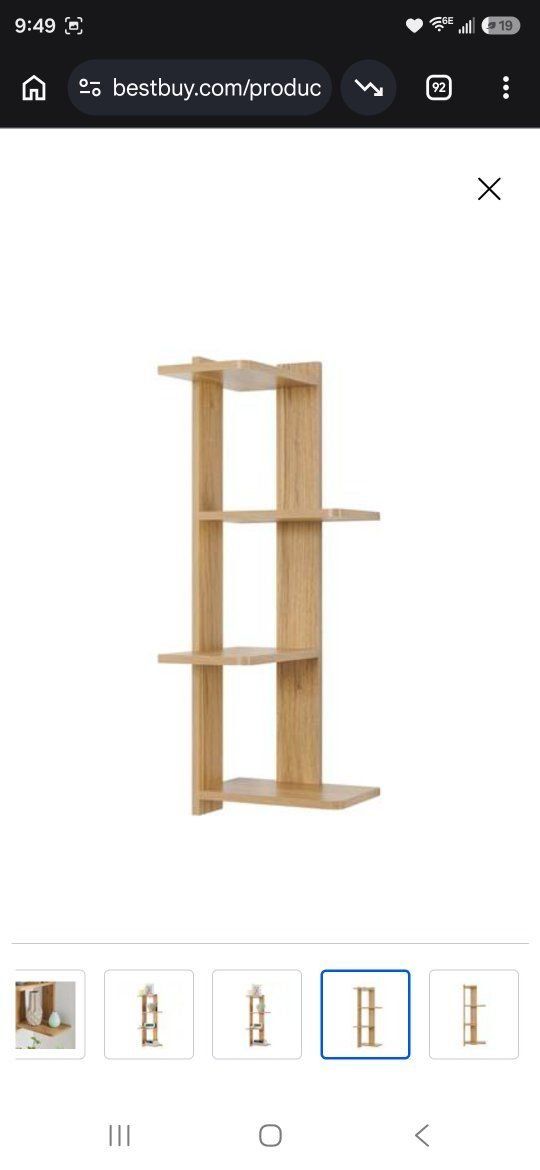 Danya B. Alvar Corner 4-Tier Floating Ledge Column Wall Shelf Chestnut