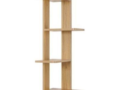 Danya B. Alvar Corner 4-Tier Floating Ledge Column Wall Shelf Chestnut