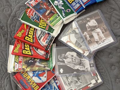 11 Unopened packs of Vintage Baseball & Football Trading Cards 1986 to 1991 + Babe Ruth Collection