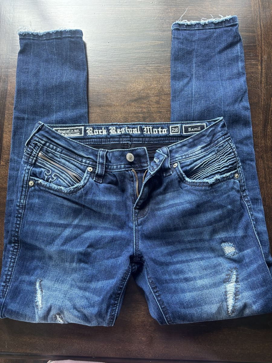 Rock revival moto jeans size 28 skinny