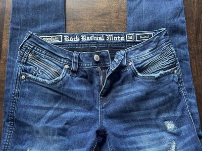 Rock revival moto jeans size 28 skinny