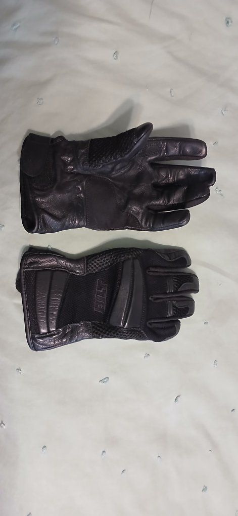 BILT Black Leather Mesh Motorcycle Gloves with Wrist Protection - Women's L