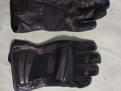 BILT Black Leather Mesh Motorcycle Gloves with Wrist Protection - Women's L