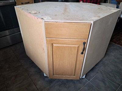 Corner Kitchen Cabinet with Lazy Susan, Oak Finish