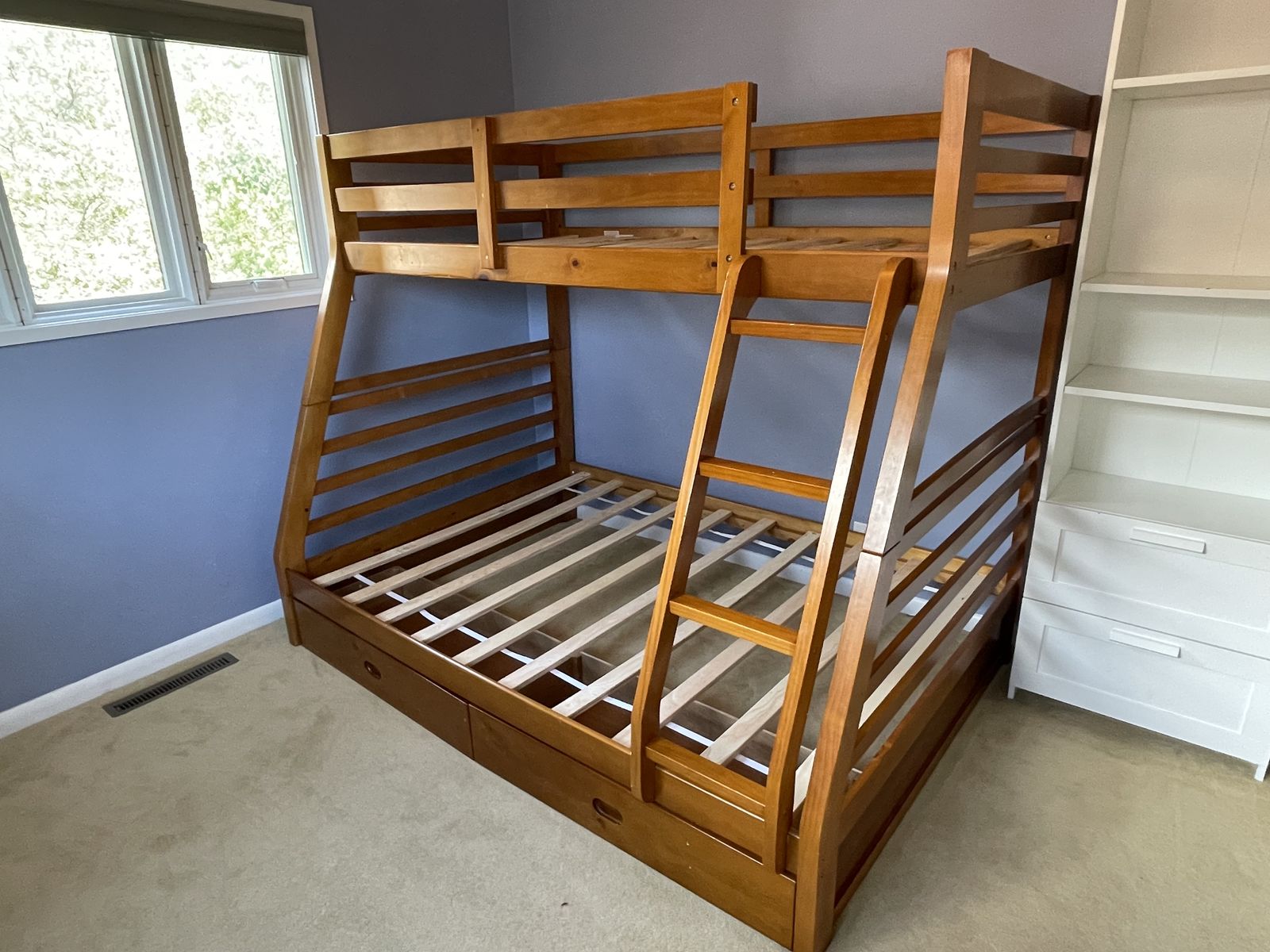Twin over full wood bunk beds