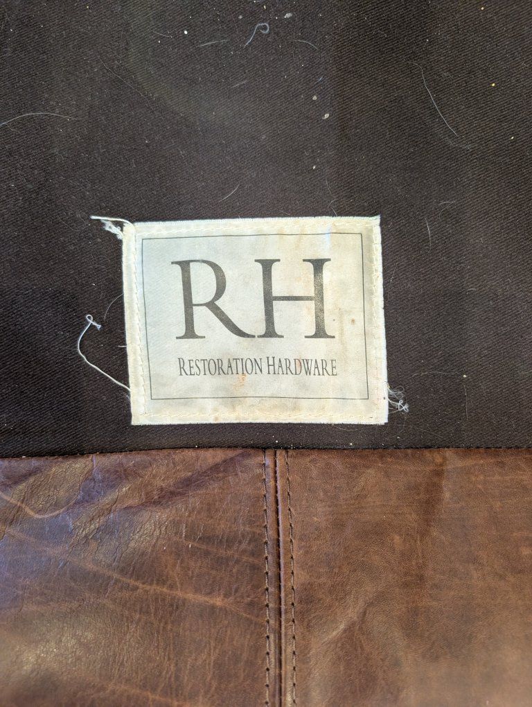 Restoration Hardware Maxwell Italian Berkshire Cocoa Leather 2-Cushion Sofa - 7 Length