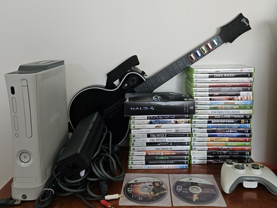 Xbox 360 - Console and Games bundle Including Guitar Hero 3 + Controller/Guitar