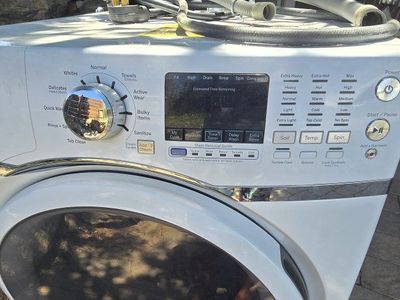 PENDING PICK UP - FREE. GE Profile Front Load Washer - White, Steam Technology, Vibration Control, HE Energy Star