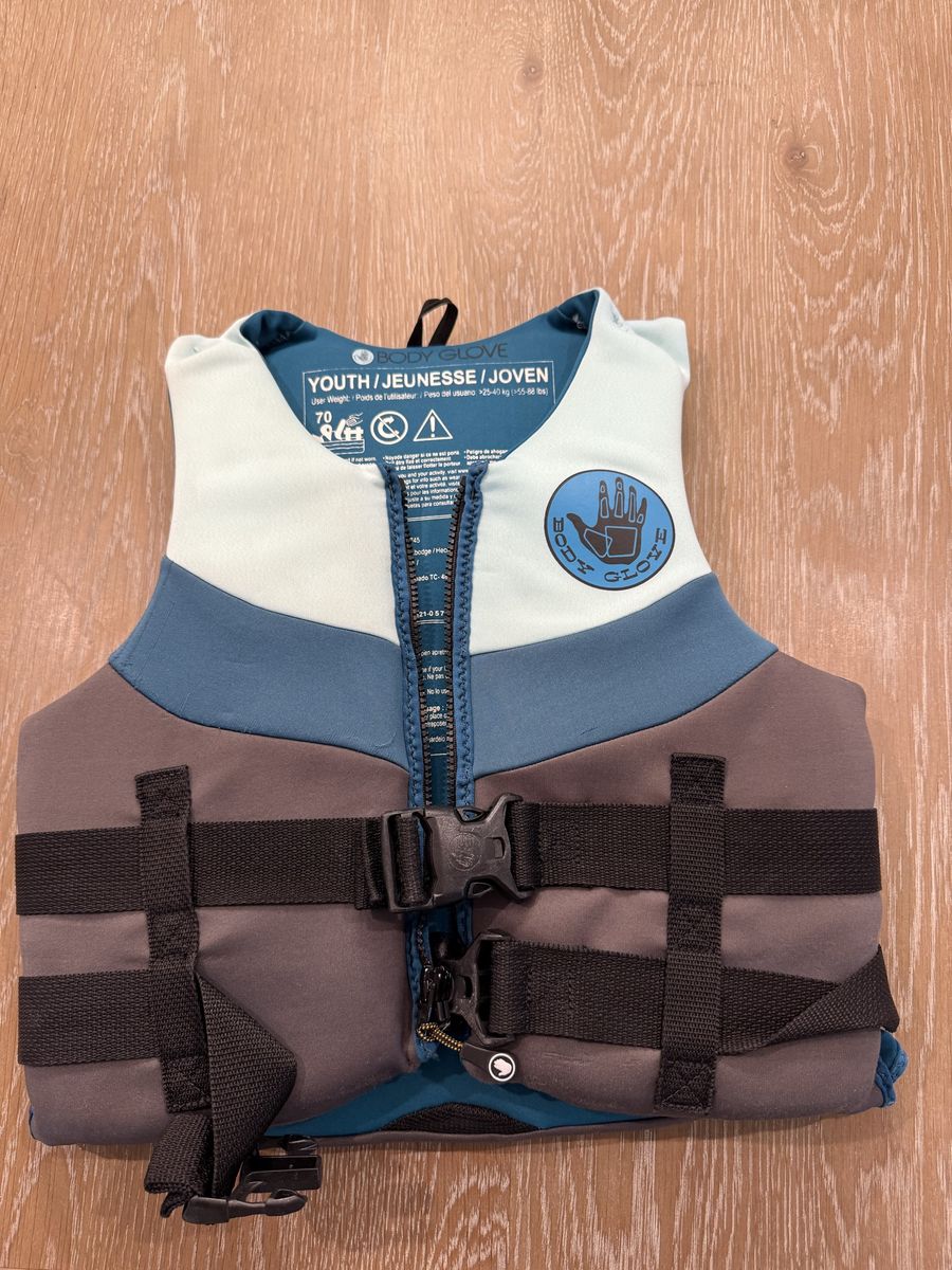 Body Glove Youth Life Jacket Life Vest (55-88 lbs) Blue Grey Neoprene