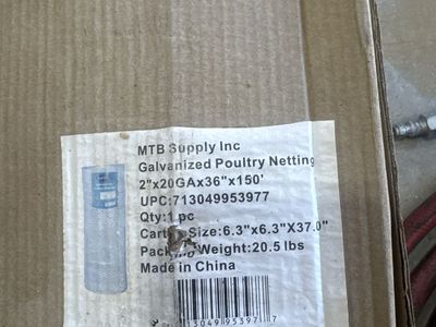 MTB Supply Inc Galvanized Poultry Netting 2"x20GAx36"x150'