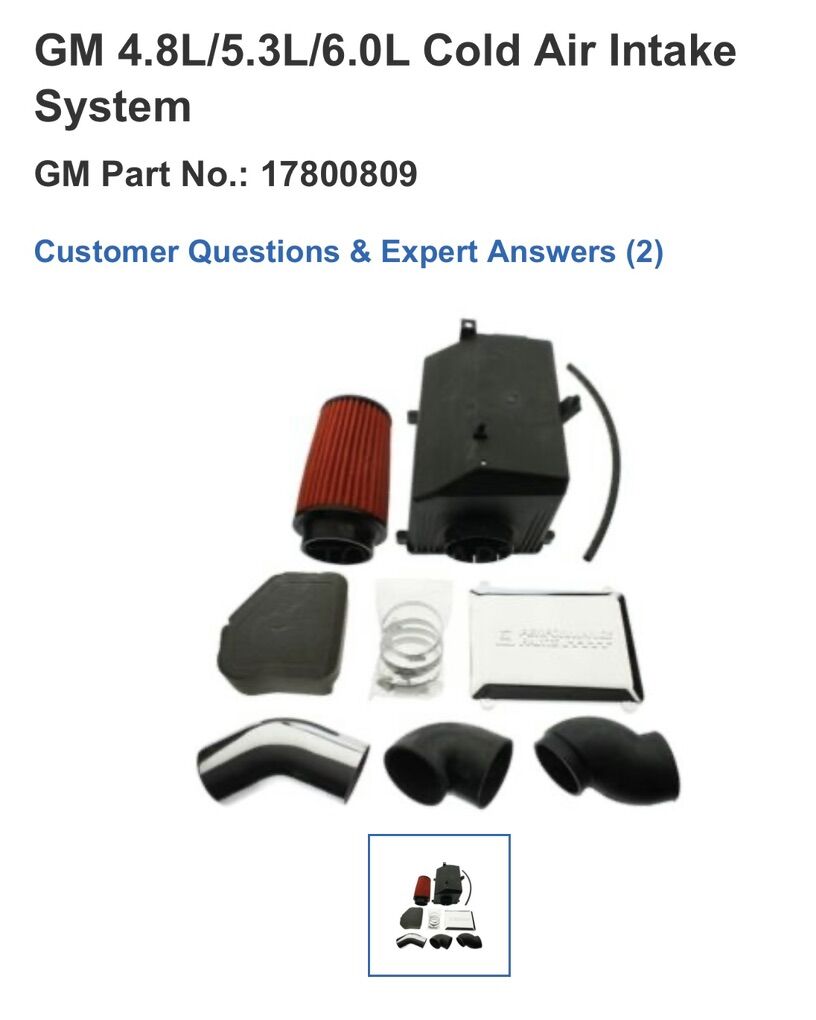 GM Chevy LS GMT900 Cold Air Kit 4.8 5.3 6.0 6.2