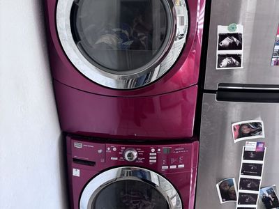 Maytag 3000 Series Cranberry Red Front-Load Washer & Gas Dryer Set, Stackable