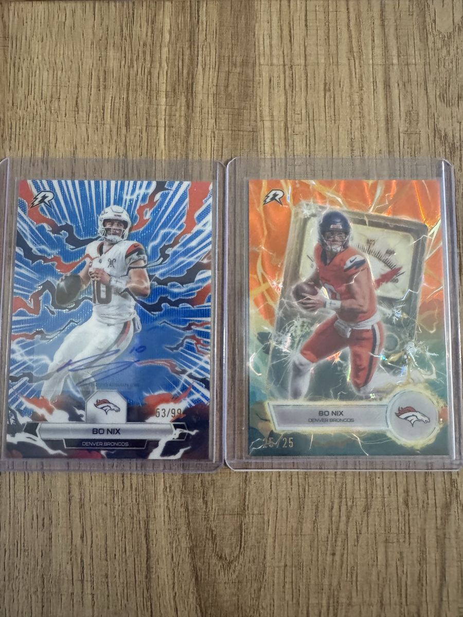 Bo Nix Denver Broncos Trading Cards - Numbered auto 53/99 and voltaic 25/25