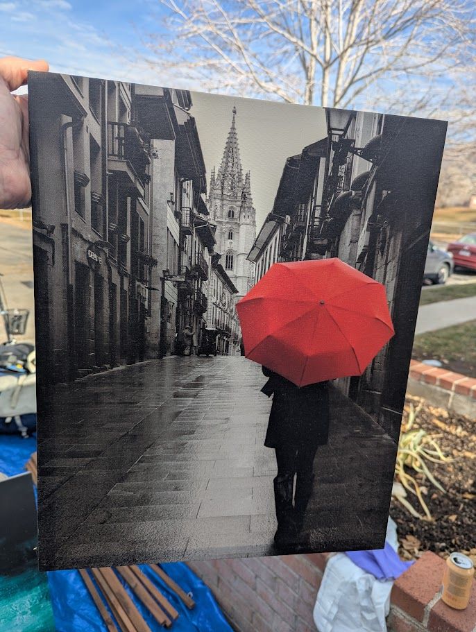 Stretched print photo - Stefano Corso, Woman With Red Umbrella