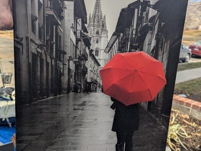 Stretched print photo - Stefano Corso, Woman With Red Umbrella