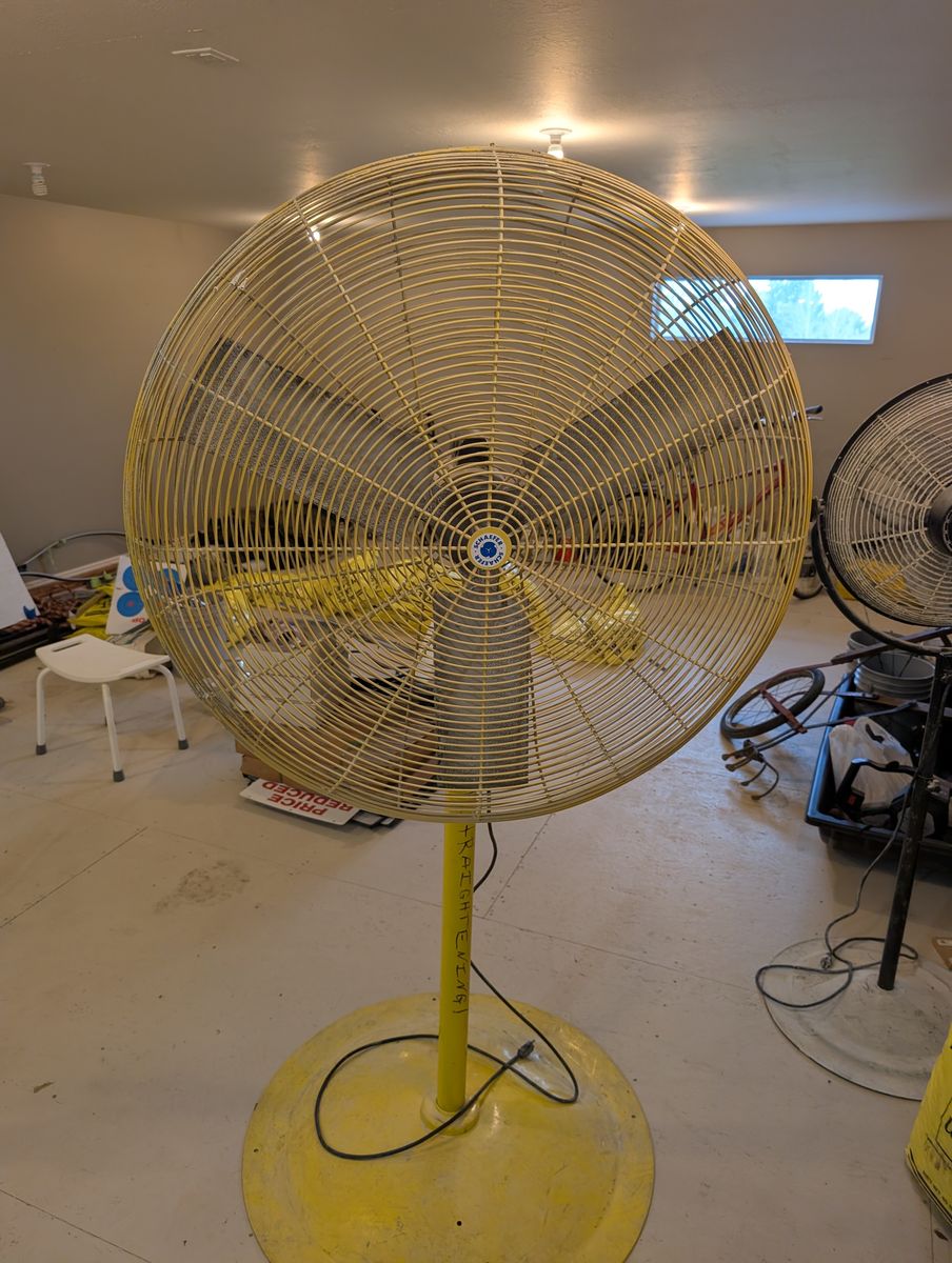 TWO Schaefer 36 inch pedestal industrial fans