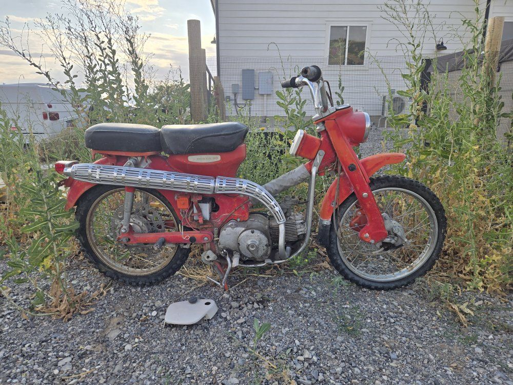Vintage Honda Trail 90 Motorcycle - Red, Classic Off-Road Bike