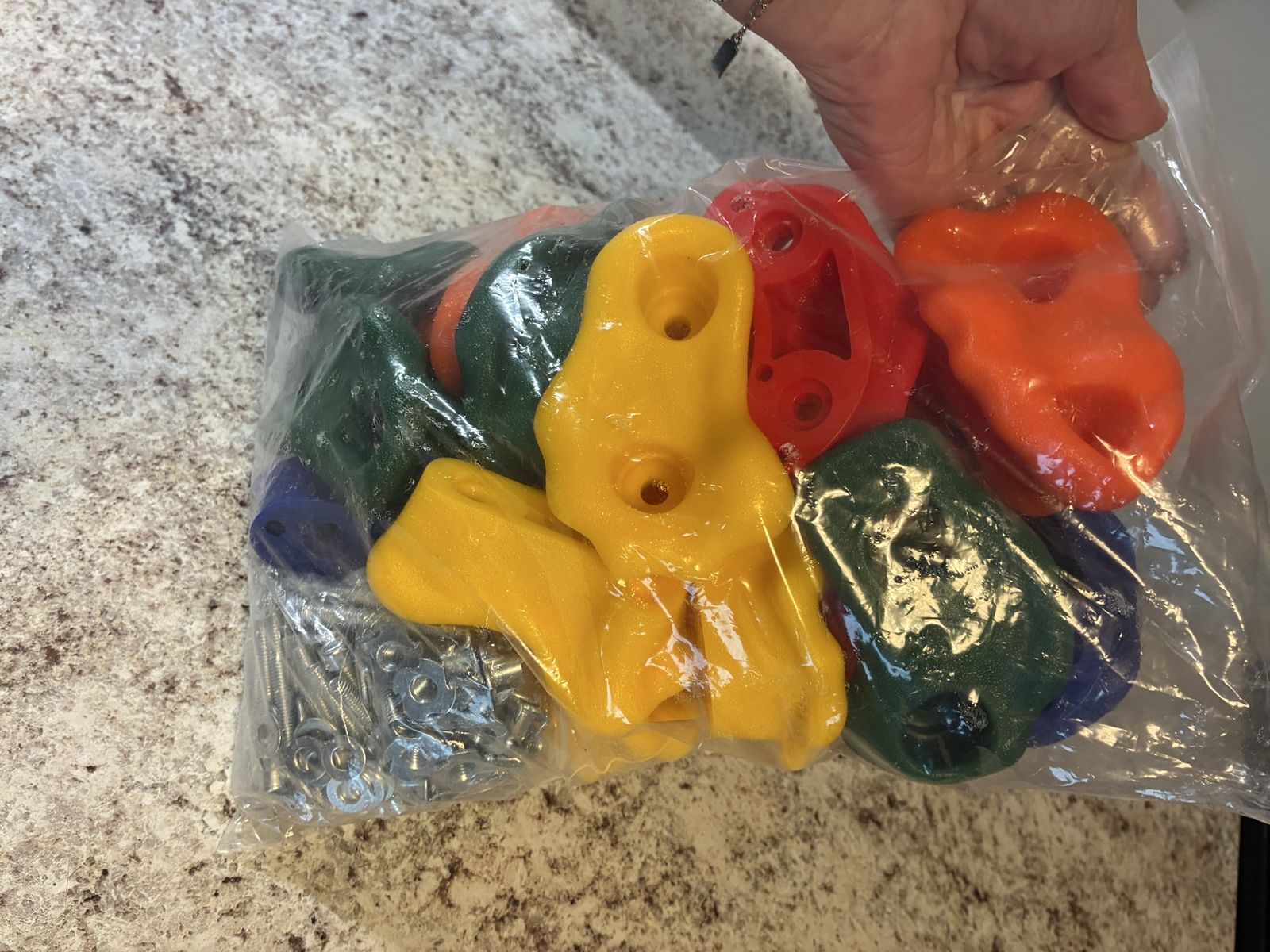 Assorted Colorful Rock Climbing Holds with Mounting Hardware Bag