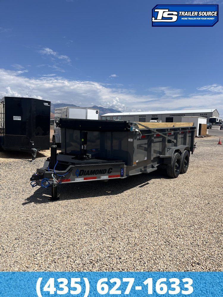 7x16 Diamond C LPT 210 Dump Trailer - 32" Sides - 23K GVWR - ABS Brakes, Board Brackets, Hydraulic Jack(s)