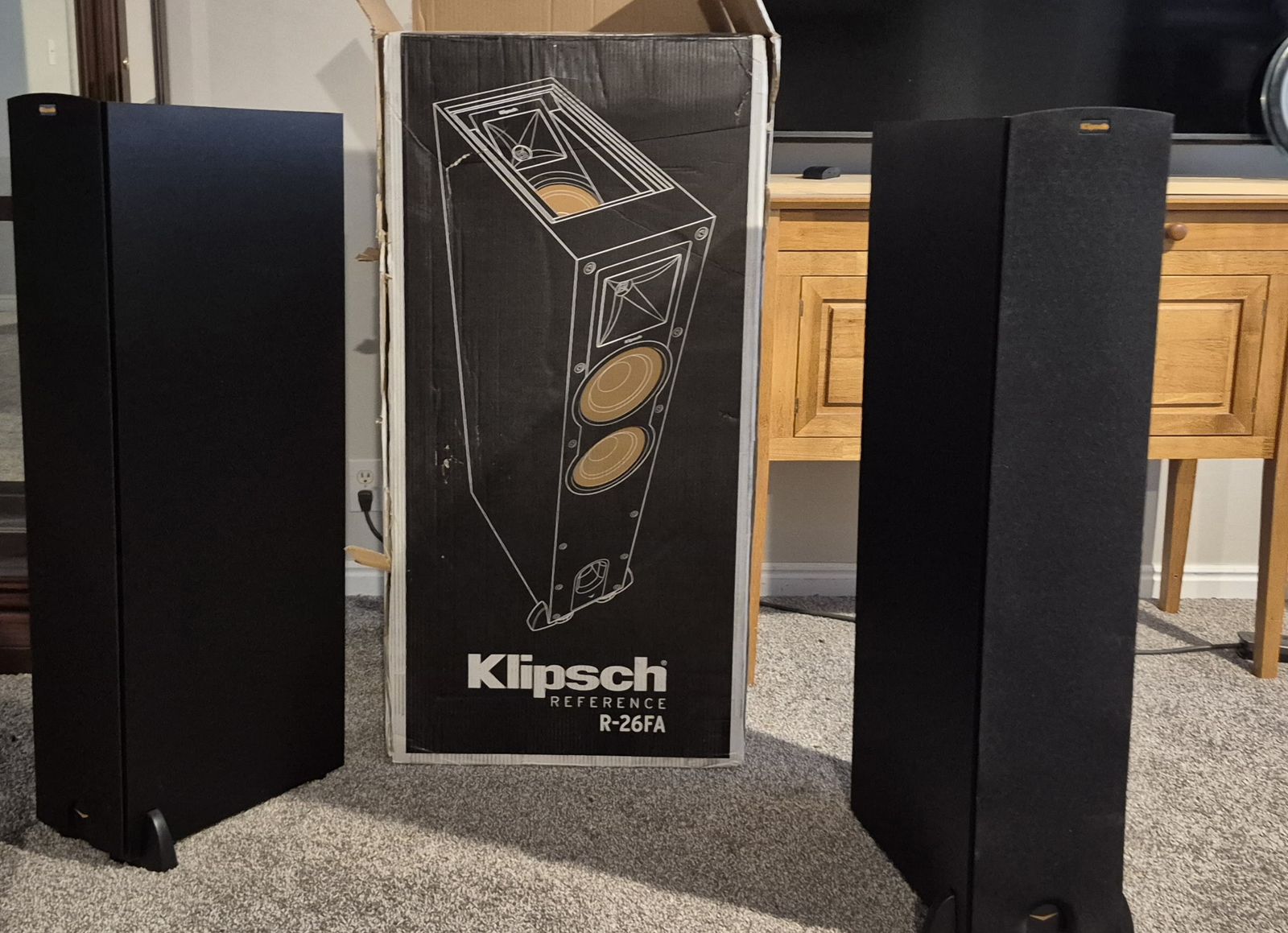 Klipsch Reference R-26FA Floorstanding Speakers - Black, Pair for Home Audio