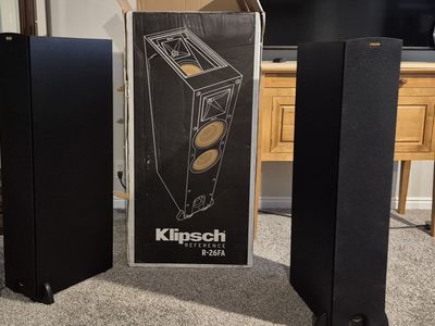 Klipsch Reference R-26FA Floorstanding Speakers - Black, Pair for Home Audio